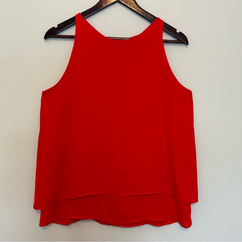 PARAPHRASE Elegant Fire Orange Sleeveless Top, Size M